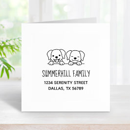 Carimbo De Borracha Par de Labrador Dogs Peeking Family Address 2
