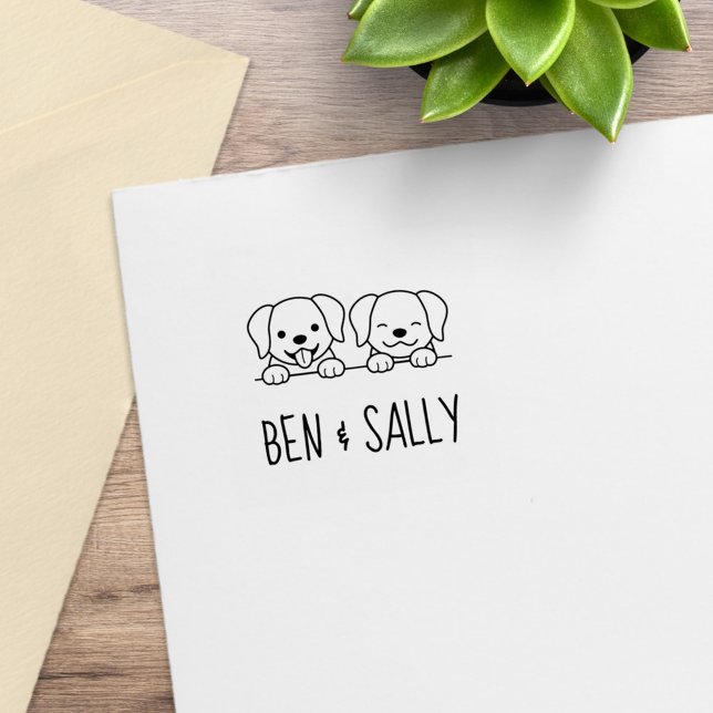 Carimbo De Borracha Par de nomes personalizados de cães labradores (Criador carregado)