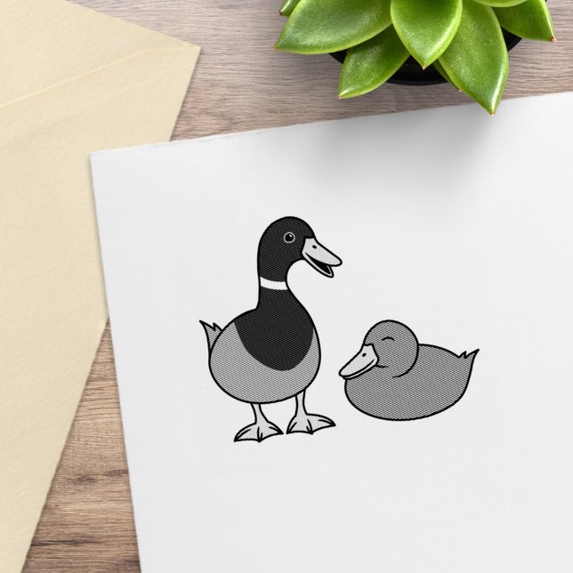 Carimbo De Borracha Par de patos-real fofos de desenho animado (Criador carregado)