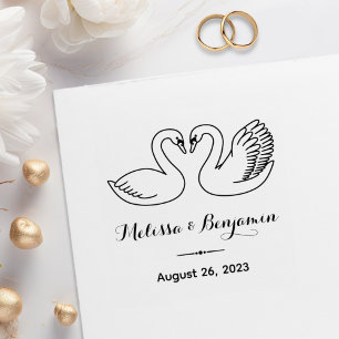 Carimbo De Borracha Par de Swans Salve a Data Casamento Aniversário