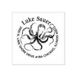 Carimbo De Borracha para Luke octopus return address