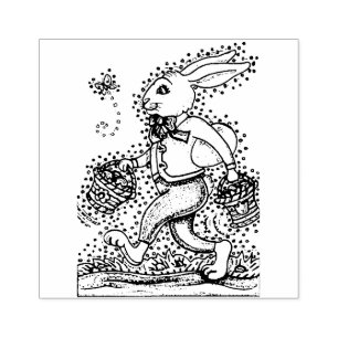 CARIMBO DE BORRACHA PÁSCOA-HARE CAMINHANDO PARA BAIXO, CORTE DE CAMIN