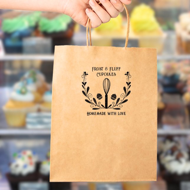 Carimbo De Borracha Pasta Floral Wreath Whisk & Cupcake Stamp (Criador carregado)