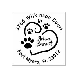 Carimbo De Borracha Patas no Seu Coração Endereço de Retorno Redondo