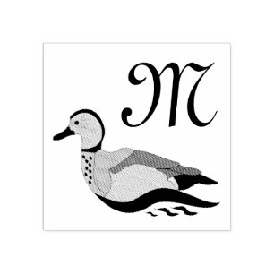 Carimbo De Borracha Pato Teal Bonito Nadando