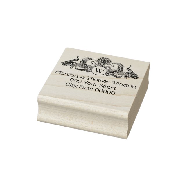 Carimbo De Borracha Pavões Antigos com Monograma (Carimbo)