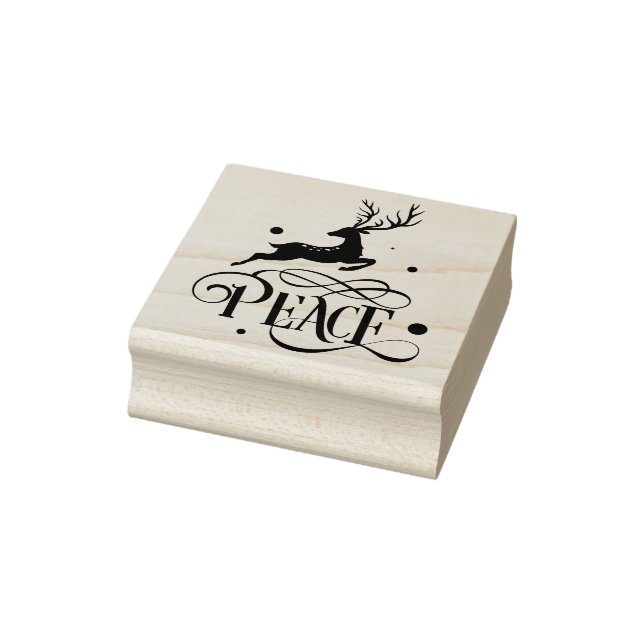 Carimbo De Borracha Peace Christmas Leaping Reindeer Modern (Carimbo)