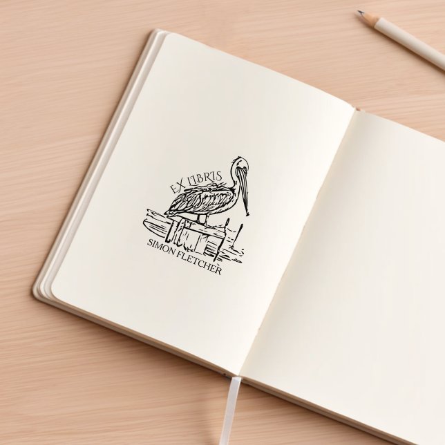 Carimbo De Borracha Pelican Ex Libris Bookplate Personalizado (Criador carregado)