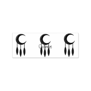 Carimbo De Borracha Penas da Lua do Crescente Silver Thunder_Cove