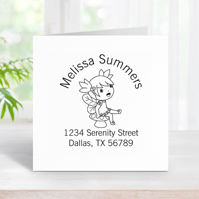 Carimbo De Borracha Pequena Fada em um Endereço de Arca de Toadstool (Criador carregado)