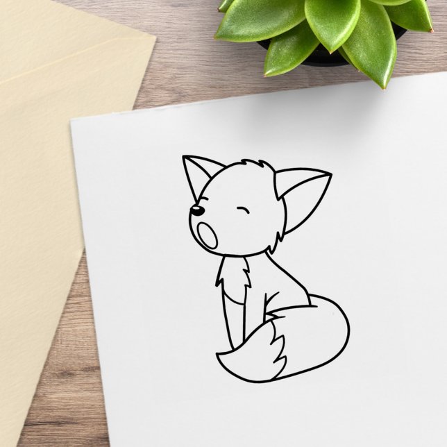 Carimbo De Borracha Pequeno Raposa Sonolento Cor-Me (Criador carregado)