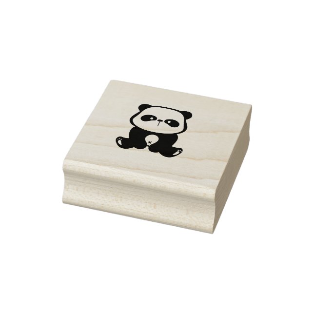 Carimbo De Borracha Pequeno Urso De Panda Sentado (Carimbo)