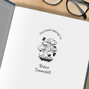 Carimbo De Borracha Pequenos Ninjas em Bonsai Tree Bookplate