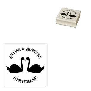 Carimbo De Borracha Personalização de Swans Negros Beijando Casamento