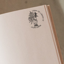 Carimbo De Borracha Personalizado Da Biblioteca De, Livro Botânico