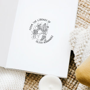 Carimbo De Borracha Personalizado Da Biblioteca De, Livro Da Fox Botân