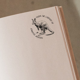 Carimbo De Borracha Personalizado Da Biblioteca De, Livro De Canguru