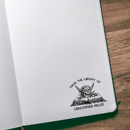 Carimbo De Borracha Personalizado Da Biblioteca De, Livro Do Crânio Pi
