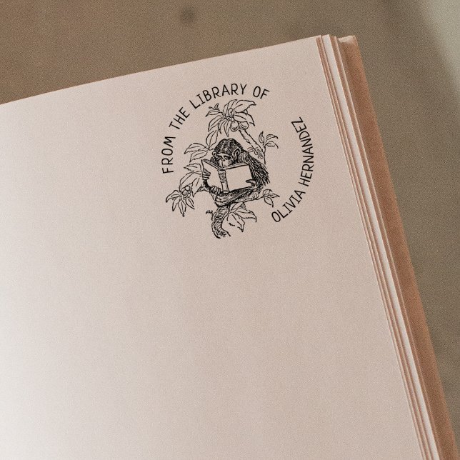 Carimbo De Borracha Personalizado da Biblioteca de, Monkey Book (Criador carregado)