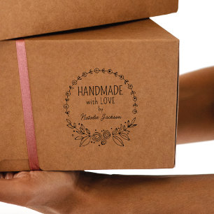Carimbo De Borracha Personalizado feito à mão com amor, Floral