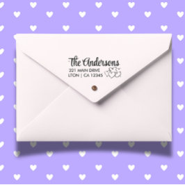 Carimbo De Borracha Personalizar a família Corações Script Endereço de