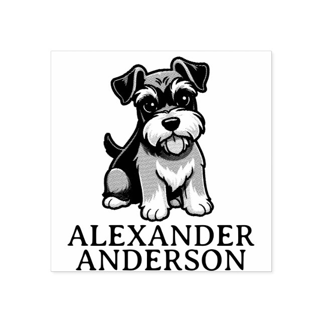 Carimbo De Borracha Personalizar Cartoon de Schnauzer Bonito (Impressão)