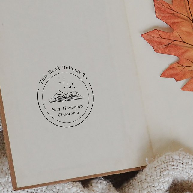 Carimbo De Borracha Personalizar O Círculo Do Livro Pertence Ao Profes (Custom Name Circle Book Belongs To Teacher Rubber Stamp)