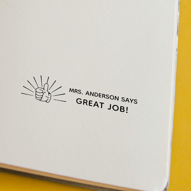 Carimbo De Borracha Personalizar O Trabalho De Excelente Do Professor  (Custom Thumbs Up Teacher Great Job Back To School Rubber Stamp)