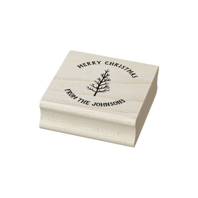 Carimbo De Borracha Personalized Family Name Merry Christmas Tree (Carimbo)