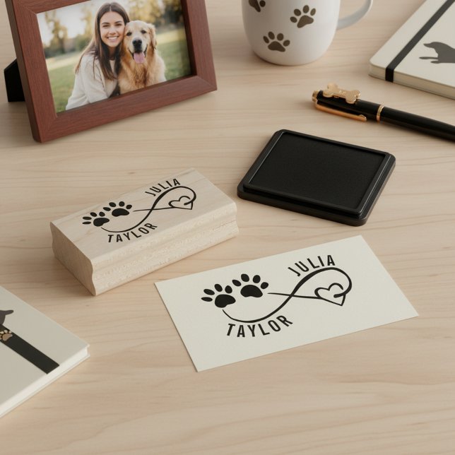Carimbo De Borracha Personalized Pet Lover Signature Stamp (Make your own personalized wooden signature stamp and show infinite love for your pet 🐾❤️)