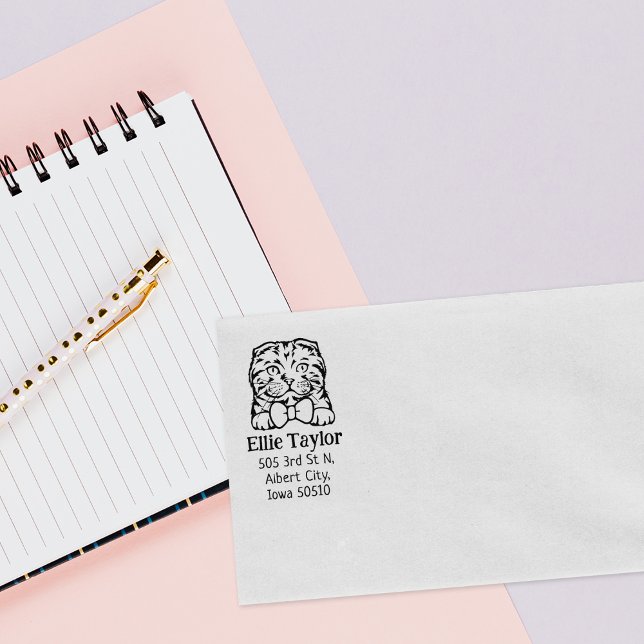 Carimbo De Borracha Pet de Devolução de Gato Dobrado Escocês (Criador carregado)