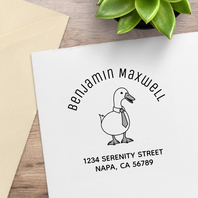 Carimbo De Borracha Pet Duck Goose Necktie Arch Address (Criador carregado)