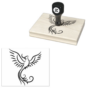 Carimbo De Borracha Phoenix Flames Animal Mystical Bird Emblem