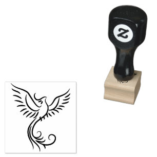 Carimbo De Borracha Phoenix Flames Animal Mystical Bird Emblem