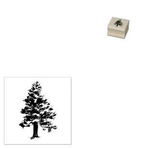 Carimbo De Borracha Pine Tree com Feriado de Natal em Neve