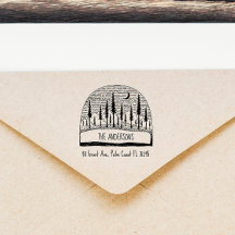 Pinheiros desenhados à mão Endereço de devolução d