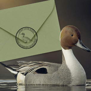 Carimbo De Borracha Pintail Duck Waterfowy Nature ou Return Address