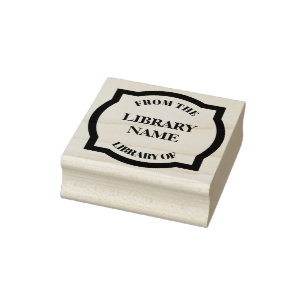 Carimbo De Borracha Placa de livro de Quatrefoil - biblioteca