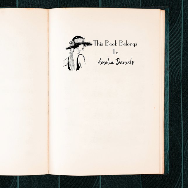 Carimbo De Borracha Placa do Monograma da Menina Flapper de 1920 (Criador carregado)