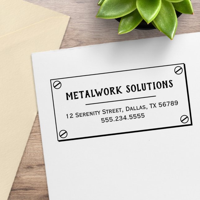 Carimbo De Borracha Placa metálica com parafusos Endereço comercial (Criador carregado)