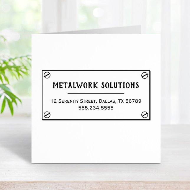 Carimbo De Borracha Placa metálica com parafusos Endereço comercial (Criador carregado)