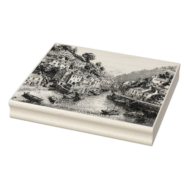 Carimbo De Borracha Polperro, Cornwall, England Harbour (Carimbo)