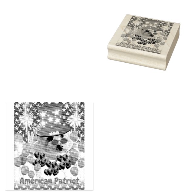 Carimbo De Borracha Poodle American Patriot Wooden Stamp (Carimbado)