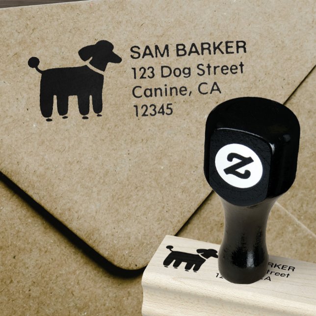 Carimbo De Borracha Poodle Lover's Dog Breed Return Address (Criador carregado)