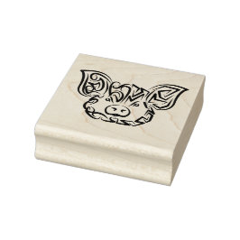 Carimbo De Borracha Porco Tribal Negro e Branco