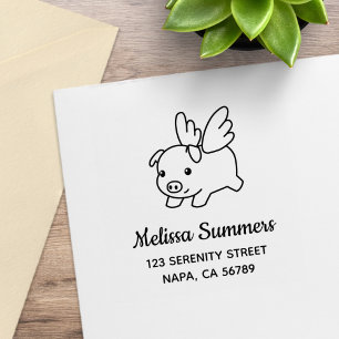 Carimbo De Borracha Porco Voador - Leitão com Asas Endereço