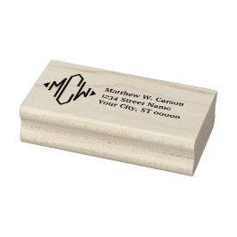 Carimbo De Borracha Preppy Diamond 3 Inicial Monograma Endereço de Dev