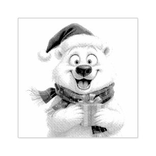 Carimbo De Borracha Presente de Natal Urso Polar Fofo