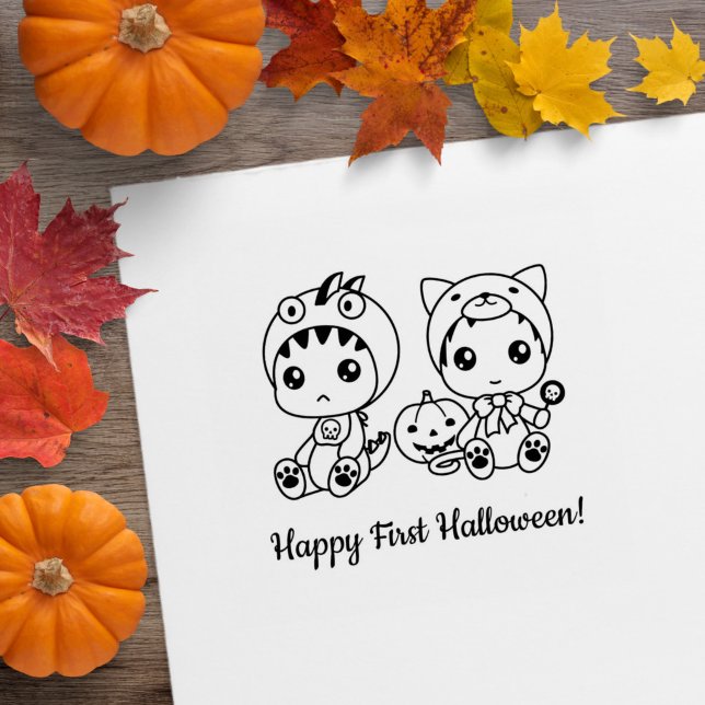 Carimbo De Borracha Primeiro Bebê Gato Dragão Fantasia de Halloween (Criador carregado)
