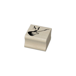 Carimbo De Borracha Professor de Música Musical de Violão Elétrico